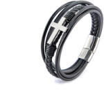 Troli Brățară elegantă din piele cu cruce Leather VBS001SB-PET