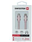 SWISSTEN Cablu Swissten de date textil USB-C / USB-C 1, 2 m ROZ / Auriu (8595217456006)