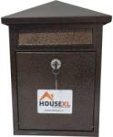 HouseXL Fém postaláda 2 kulccsal HouseXL MailBox, Mérete 39X28X7, 5 cm, Elektrosztatikus térben festve, Vastag lap, Négyszögletű dobozmodell, Kalapált barna (HXLMAILBOXSQUHOUSE)