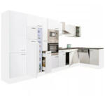 Leziter Yorki 430 sarok konyhabútor fehér korpusz, selyemfényű fehér fronttal felülfagyasztós hűtős szekrénnyel (LS430FHFH-FF) - homelux