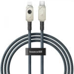  USB Type-C töltő- és adatkábel, Lightning, 100 cm, 2400 mA, 20W, gyorstöltés, cipőfűző minta, Baseus Unbrekable, P10355803221-00, sötétkék