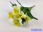 Nárcisz 12 ágú selyemvirág csokor 48 cm - Fehér-Zöldes Sárga