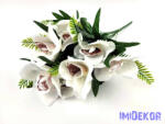  Orchidea 10 ágú selyemvirág csokor 46 cm - Fehér