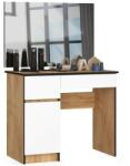 Akord Furniture Factory Masa de toaleta/machiaj, 2 sertare stanga, cu oglinda, dulap, alb si stejar, 90x50x77/142 cm (210611-AK) - jollymag
