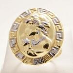 Aczél Zálogház és Ékszerszalon Új arany két színű vésett gyűrű görög mintával