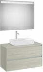 Roca Komplett bútor, Roca Ona A851718512 mosdószekrény Pack ráültethető mosdóhoz, tükörrel, világos tö