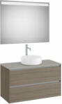 Roca Komplett bútor, Roca Ona A851718511 mosdószekrény Pack ráültethető mosdóhoz, tükörrel, sötét szil