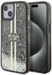 GUESS Husa Guess Liquid Glitter Gold Stripe pentru iPhone 15 Plus Negru (GUHCP15MLFCSEGK)