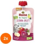 Holle Baby Set 2 x Piure de Mere cu Banane si Sfecla Eco, Zebra Beet, Holle Baby, 100 g