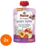 Holle Baby Set 2 x Piure de Mere si Piersici cu Fructe de Padure Eco, Berry Puppy, Holle Baby, 100 g
