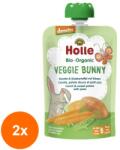Holle Baby Set 2 x Piure de Morcovi, Cartofi Dulci si Mazare Eco, Veggie Bunny, Holle Baby, 100 g (OIB-2xBLG-1877061)
