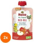Holle Baby Set 2 x Piure de Fructe cu Mere si Capsuni Eco, Red Bee, Holle Baby, 100 g (OIB-2xBLG-1877009)