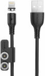 Foneng X62 Magnetic 3in1 USB to USB-C / Lightning / Micro USB Cab (X62 3 in 1 / Black)