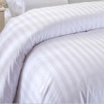 HomePuls Cearsaf de pilota 2 persoane Damasc Bumbac 100% tip Hotel cu dunga 1 cm, 160x220 cm, Alb