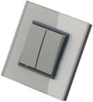 Smarthugo szürke üvegkeretes kettős alternatív villanykapcsoló - 106+6 (sh201204)