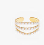 LAAVA Aranyozott gyűrű gyöngyökkel - 3 soros (állítható méret)