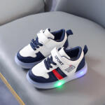 SuperBaby Adidasi albi cu rosu si bleumarine cu luminite