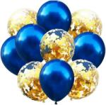 Teno Set 10 Baloane Teno®, Confeti, Petreceri/Aniversari/Evenimente, o singura dimensiune, 2 culori, latex, albastru/auriu