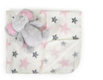 Cangaroo Ajándékdobozos plüss takaró (90x75 cm) - Plüss elefánt játékkal - Rózsaszín csillagok - pindurka