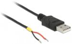 Delock USB-A 2.0 -> 2db nyitott vezeték M/M tápkábel 1.5m fekete (85664) (85664)