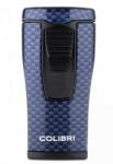 Colibri Monaco Carbon Fiber, hármas piramis formájú lánggal égő szúrólángos szivar öngyújtó - kék (C-LI880T13)