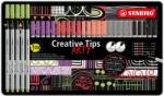 STABILO Tűfilc készlet, fém doboz, STABILO "Creative Tips ARTY", 6 különbözõ pasztell szín, 5 különbözõ vastagság (30 db) (TST89306220)