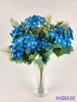  Kék nefelejcs 12 ágú selyemvirág csokor 36 cm