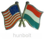  Kitűző, páros zászló USA -Magyar jelvény 26x15 mm