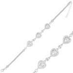 BeSpecial Bratara reglabila din argint 925 cu inimioare de zirconii (BTU0234)