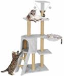 Springos Ansamblu de joaca pentru pisici, Springos, cu platforme, ciucuri, culcus, gri si bej, 49x35x136 cm (PA1042)