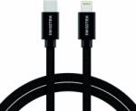 SWISSTEN 71529201 Textile USB Type-C apa - Lightning apa Adat és töltő kábel - Fekete (2m) (71529201)