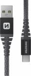 SWISSTEN 71541010 Kevlar USB Type-A apa - USB Type-C apa Adat és töltő kábel - Fekete (1.5m) (71541010)