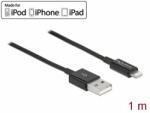 Delock USB adat- és töltőkábel iPhone , iPad és iPod készülékhez fekete 1 m (83002)