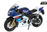 Welly Makett motorkerékpár, 1: 18, Suzuki GSX-R750, sötétkék és fehér