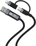 Tellur Adat- és töltőkábel 4 az 1-ben Tellur, USB Type-C - Type-C, Lightning, 1 m, Fekete