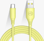 Tellur Adat- és Töltőkábel Silicon Tellur USB Type-C-hez, 5 V/Max. 3A, 1m, Szilikagél bevonat, Sárga