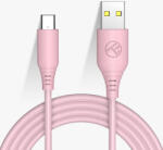 Tellur Adat- és Töltőkábel Silicon Tellur USB Type-C-hez, 5 V/Max. 3A, 1m, Szilikagél bevonat, Rózsaszín