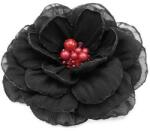 Zia Fashion Brosa eleganta floare neagra din voal mijloc rosu 8.5 cm, Corizmi, Ania
