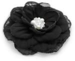 Zia Fashion Brosa eleganta floare neagra din voal mijloc alb 8.5 cm, Corizmi, Karina