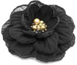 Zia Fashion Brosa eleganta floare neagra din voal mijloc auriu 8.5 cm, Corizmi, Mabel