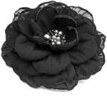 Zia Fashion Brosa eleganta floare neagra din voal mijloc argintiu 8.5 cm, Corizmi, Sonia