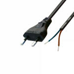 Somogyi Elektronic N 2/VDE hálózati csatlakozókábel, 1, 5 m, H03VVH2-F 2x0, 75 mm2 kábel, ónozott véggel, max. 500W, fekete