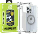 ITOP ATB Husa iPhone 15 Pro TPU Antisoc - Folie Sticla - Folie Spate - Protectie Camera - Inel Magnetic - Stickere Anti-Praf, Kit 6 in 1 De Protectie (ITOP011)