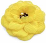 Zia Fashion Brosa eleganta floare galbena din voal mijloc negru cu auriu 8.5 cm, Corizmi, Sole