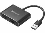 Sandberg Преходник Sandberg 134-35, от USB-A(м) към 2x HDMI(ж), черен (134-35)