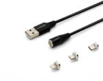 SAVIO CL-152 Cablu USB 1 m USB 2.0 USB C Micro USB A/Lightning Black (CL-152)