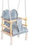 Springos Leagan pentru copii, lemn, perna inima albastru deschis, 33.4x34.5x25 cm, Springos (HS03) Balansoar bebelusi
