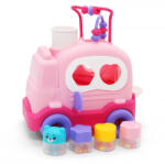 Abero Baby School Bus interactiv, sortator de forme animale, cu zornaitoare, roz (W.001)