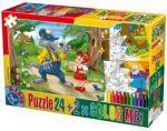 D-Toys Puzzle 24 Piese, D-Toys, Scufita Rosie, 2 Fise de Colorat si Creioane Colorate Color Me (TOY-50380-06) Puzzle