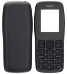 Nokia 105 (2022) előlap keret, akkufedél (hátlap) és billentyűzet, fekete (utángyártott)